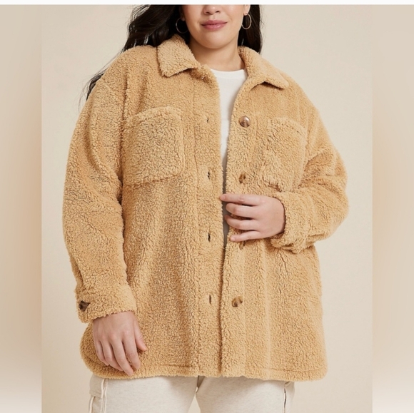 Maurices Plush Mauve Or Tan Sherpa Jacket - Picture 3 of 4